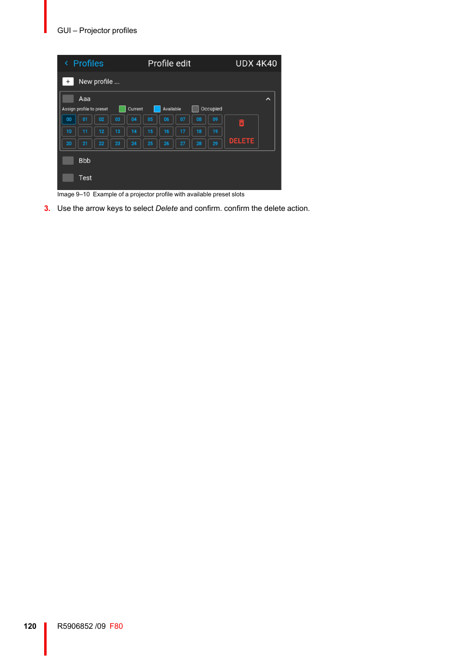 Barco F80-4K9 9000-Lumen 4K UHD DLP Laser Projector (No Lens) User Manual | Page 120 / 210