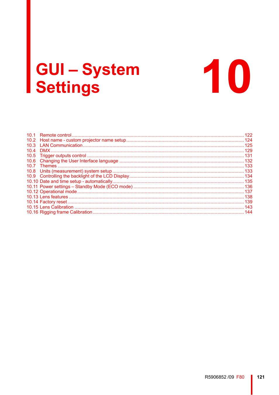 10 gui – system settings, Gui – system settings | Barco F80-4K9 9000-Lumen 4K UHD DLP Laser Projector (No Lens) User Manual | Page 121 / 210