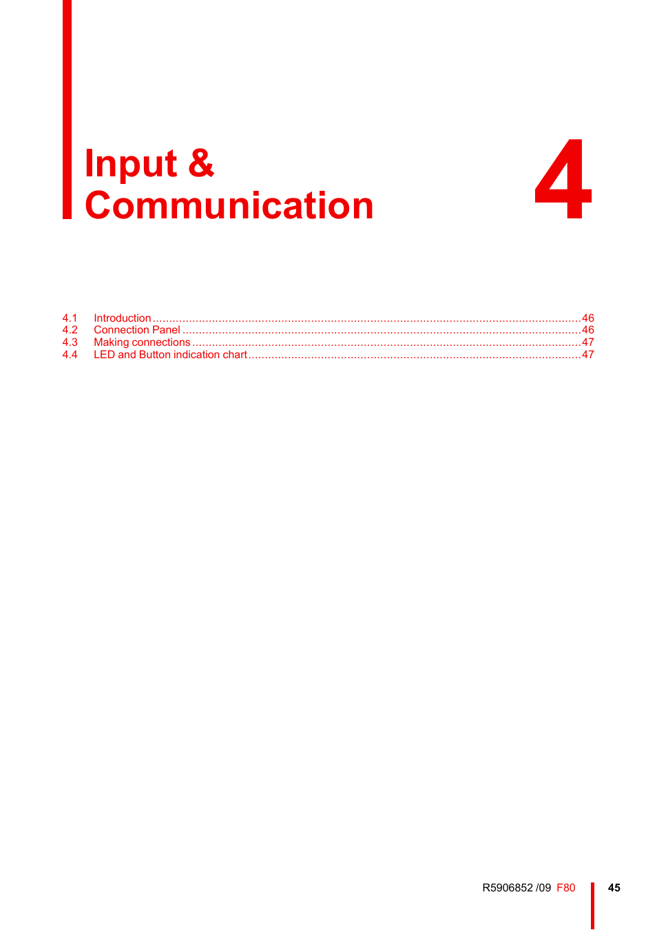 4 input & communication, Input & communication | Barco F80-4K9 9000-Lumen 4K UHD DLP Laser Projector (No Lens) User Manual | Page 45 / 210