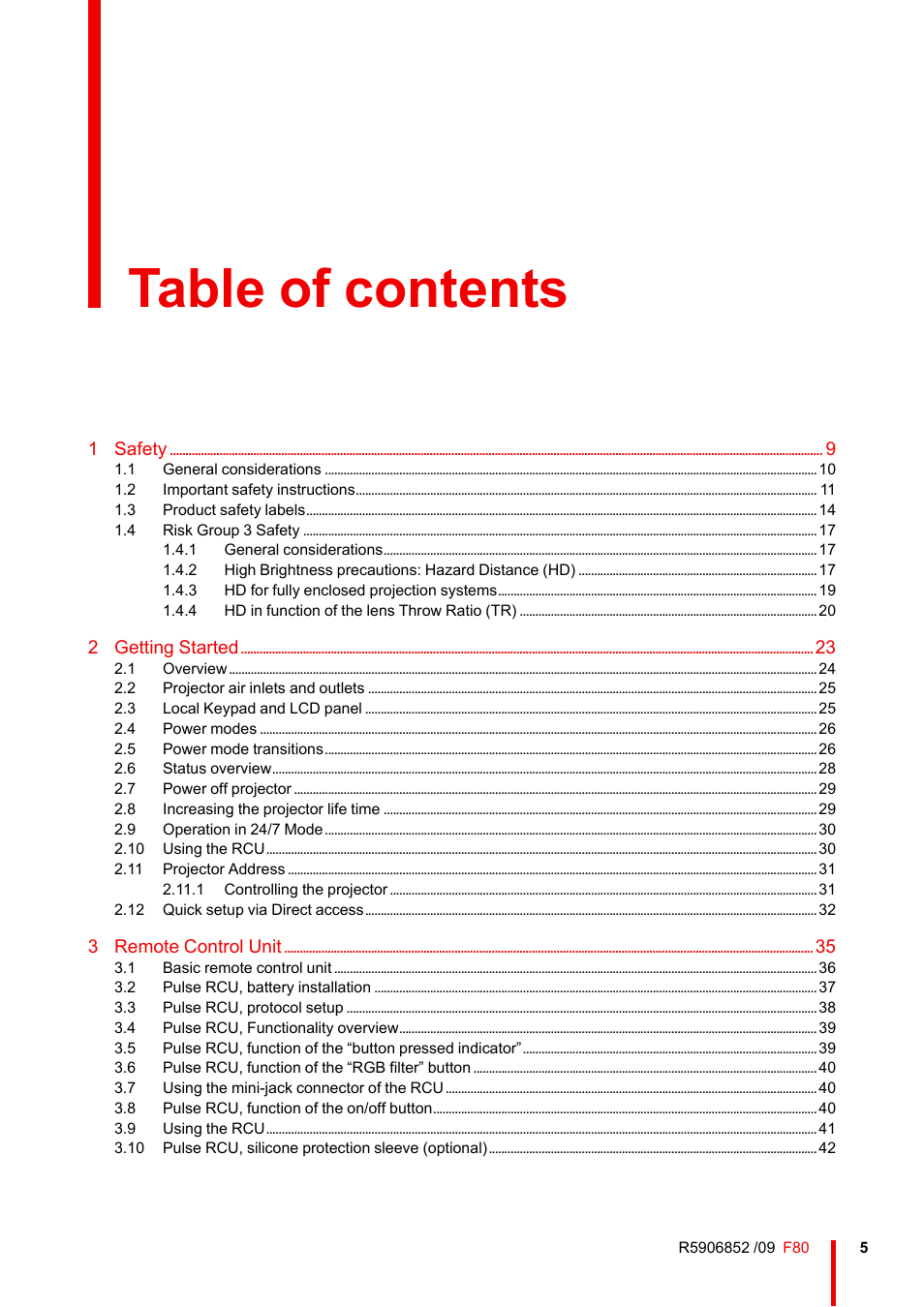 Barco F80-4K9 9000-Lumen 4K UHD DLP Laser Projector (No Lens) User Manual | Page 5 / 210