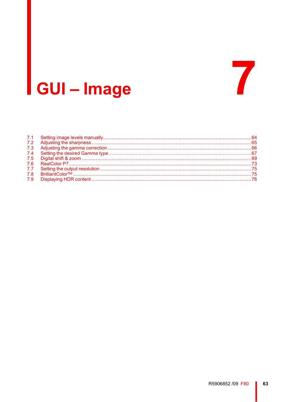 7 gui – image, Gui – image | Barco F80-4K9 9000-Lumen 4K UHD DLP Laser Projector (No Lens) User Manual | Page 63 / 210