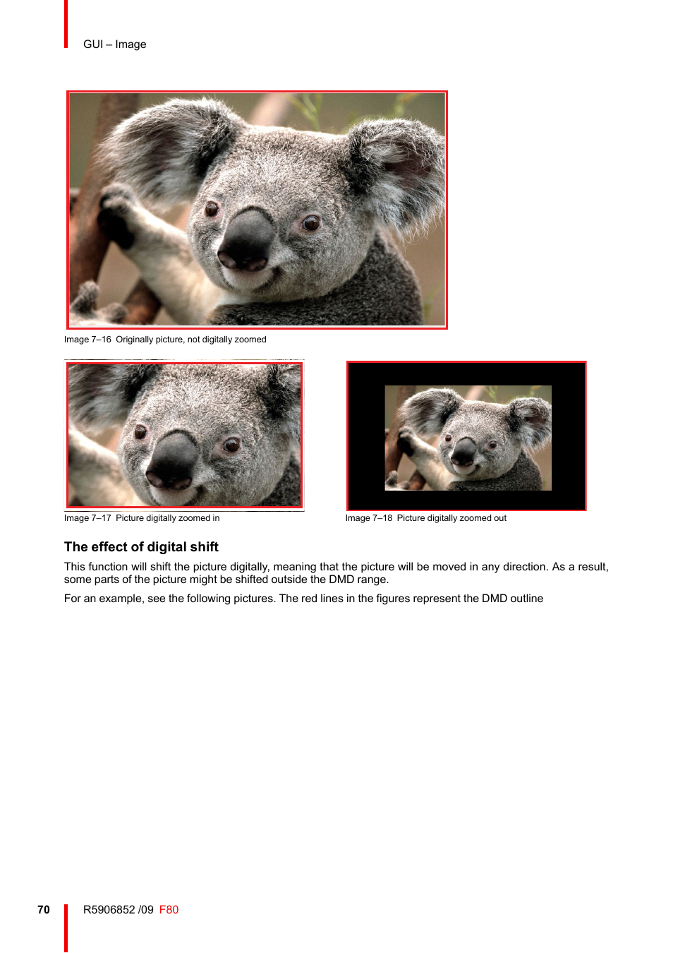The effect of digital shift | Barco F80-4K9 9000-Lumen 4K UHD DLP Laser Projector (No Lens) User Manual | Page 70 / 210