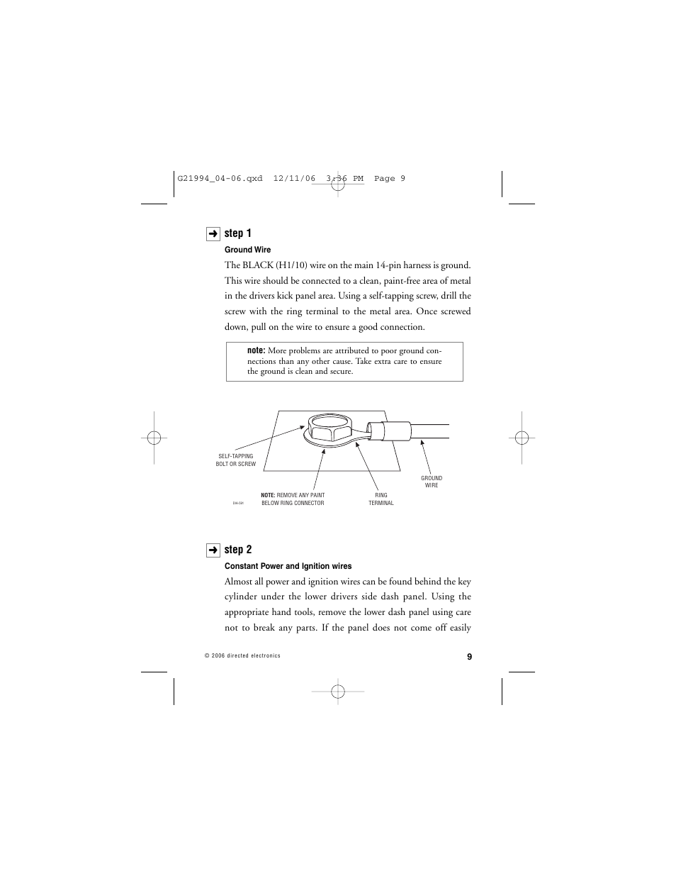Step 1, Step 2 | Directed Electronics Nissan User Manual | Page 13 / 48