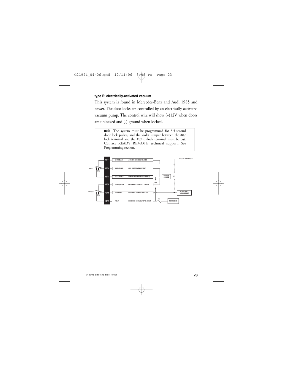 Type e: electrically-activated vacuum | Directed Electronics Nissan User Manual | Page 27 / 48