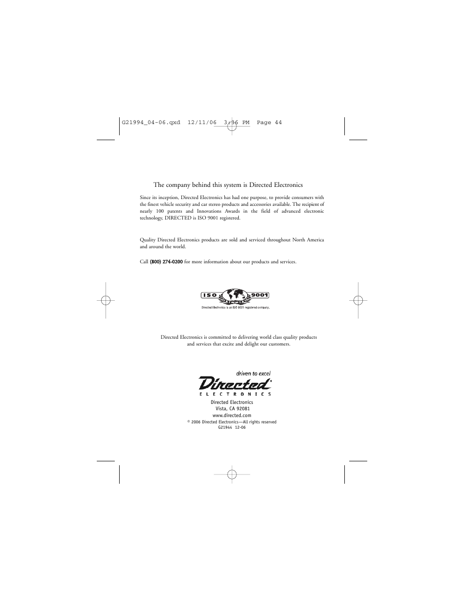 Directed Electronics Nissan User Manual | Page 48 / 48