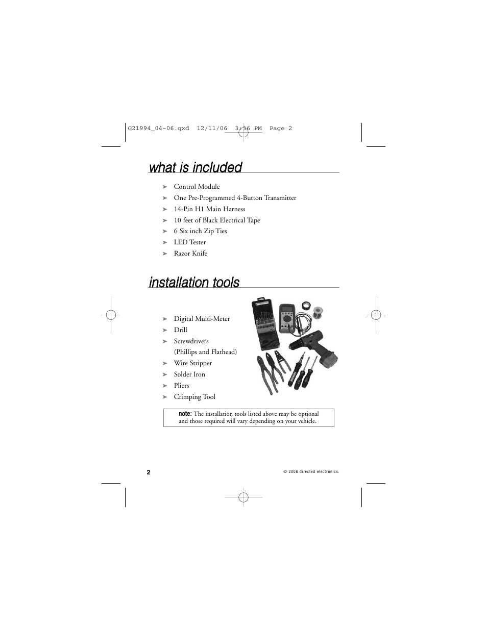 Wwh ha att iiss iin nc cllu ud de ed d | Directed Electronics Nissan User Manual | Page 6 / 48
