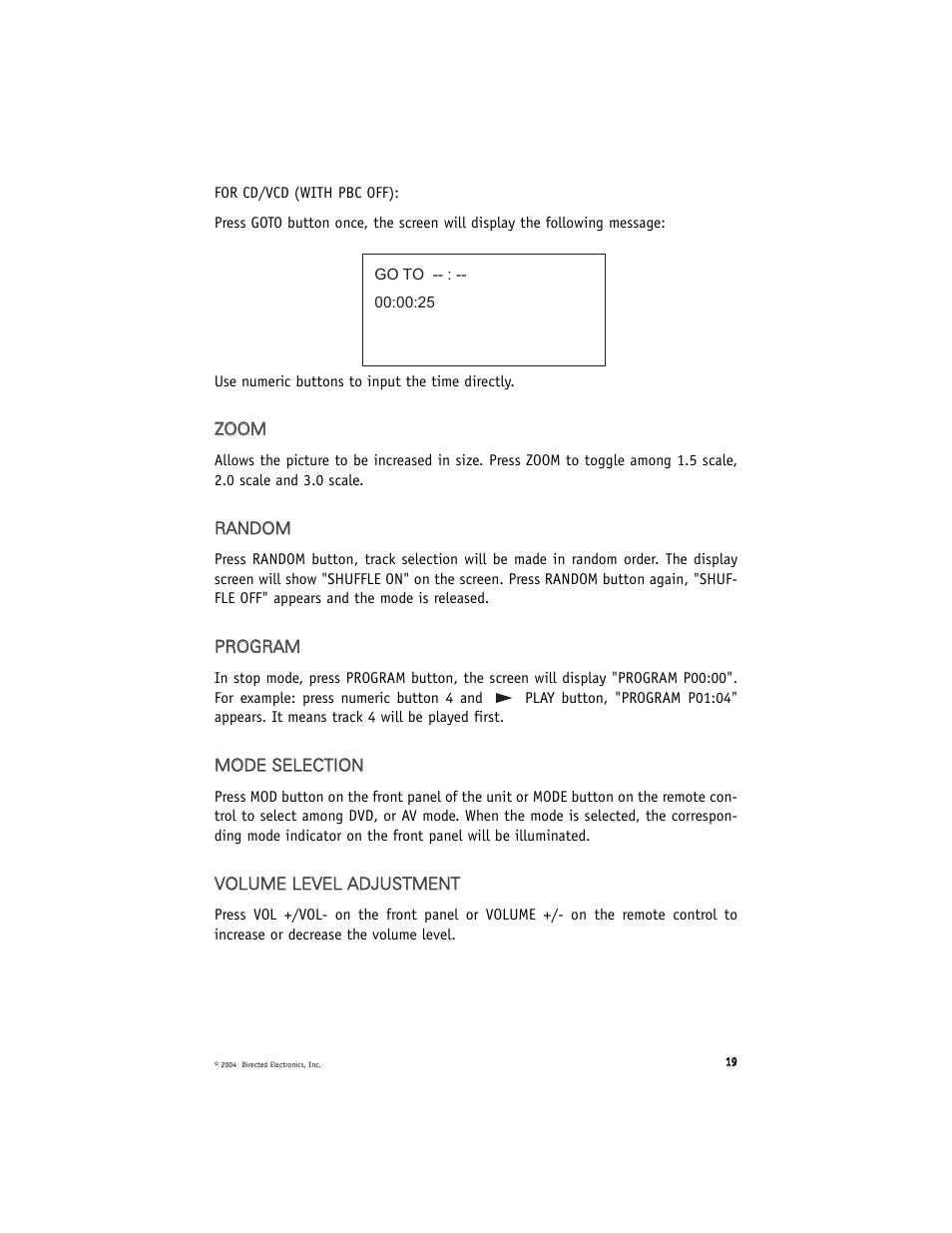 Directed Electronics OHD070A User Manual | Page 19 / 47