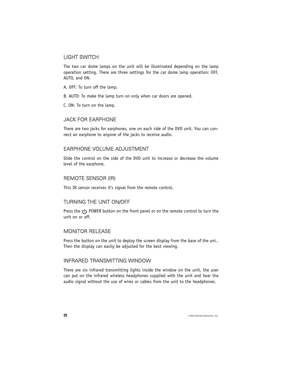 Directed Electronics OHD070A User Manual | Page 20 / 47