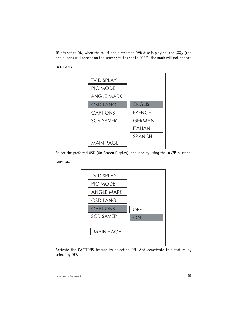 Directed Electronics OHD070A User Manual | Page 31 / 47