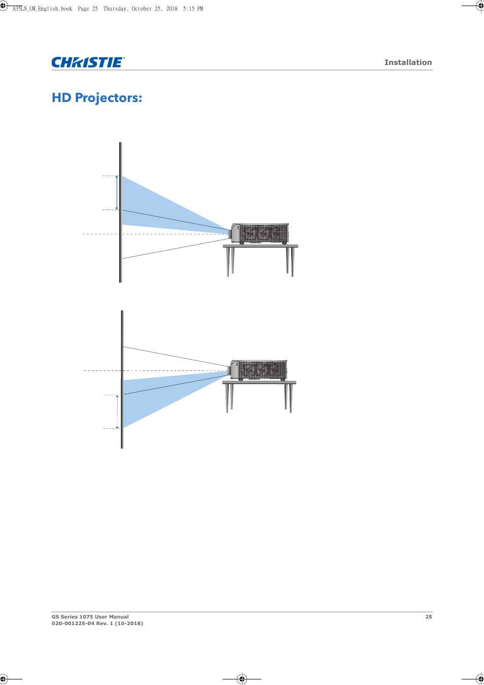 Hd projectors | Christie DWU1075-GS 10,875-Lumen WUXGA 1DLP Laser Phosphor Projector with BoldColor Technology (No Lens) User Manual | Page 25 / 102