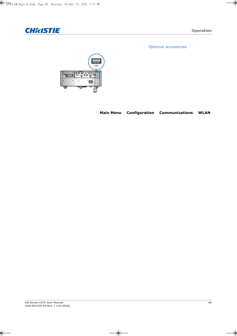 Christie DWU1075-GS 10,875-Lumen WUXGA 1DLP Laser Phosphor Projector with BoldColor Technology (No Lens) User Manual | Page 60 / 102