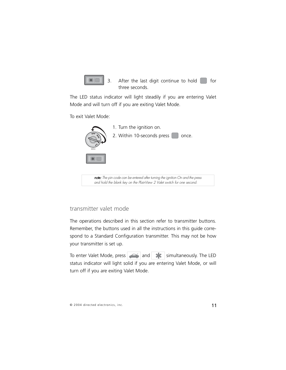 Transmitter valet mode | Directed Electronics 5 User Manual | Page 14 / 37