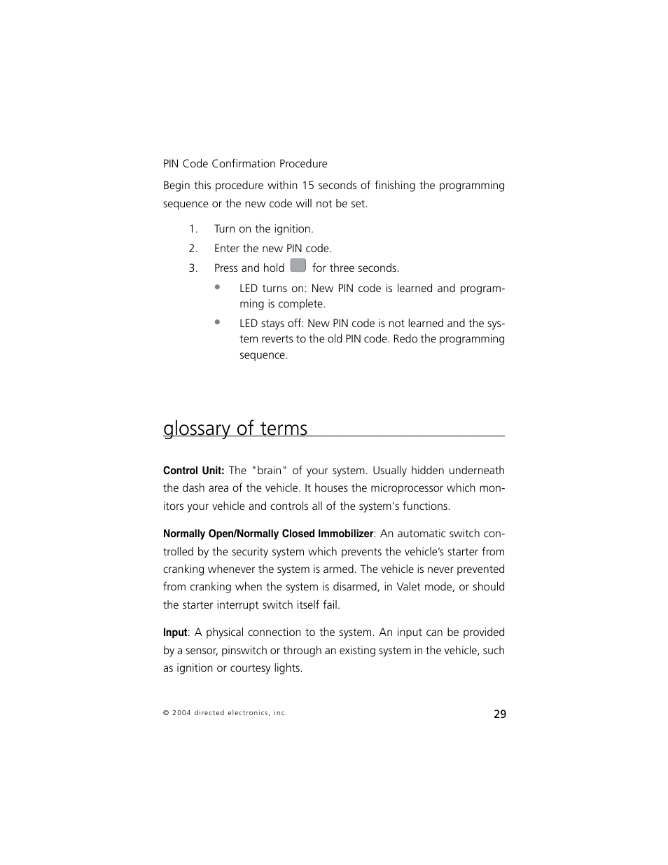 Glossary of terms | Directed Electronics 5 User Manual | Page 32 / 37