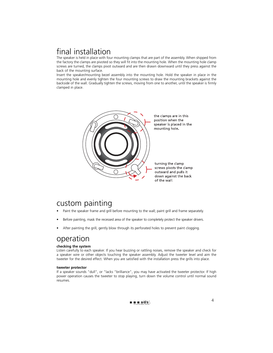 Final installation, Custom painting, Operation | Directed Electronics HT60ic User Manual | Page 5 / 8