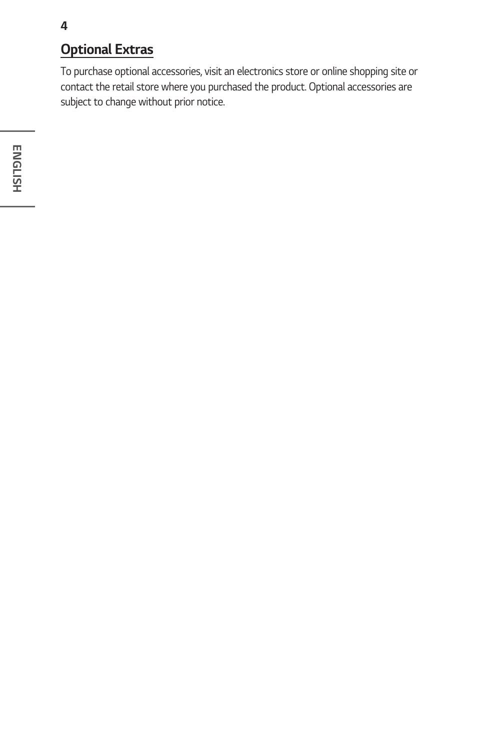 Optional extras | LG ProBeam BU70QGA 7000-Lumen 4K Laser SmProjector User Manual | Page 4 / 143