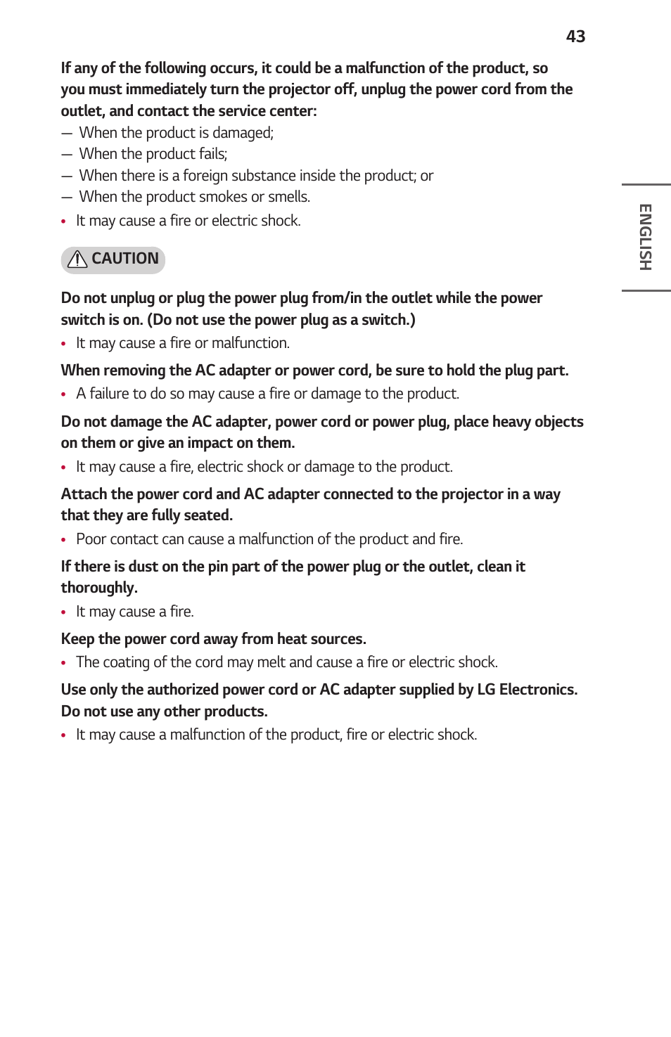 LG ProBeam BU70QGA 7000-Lumen 4K Laser SmProjector User Manual | Page 43 / 143