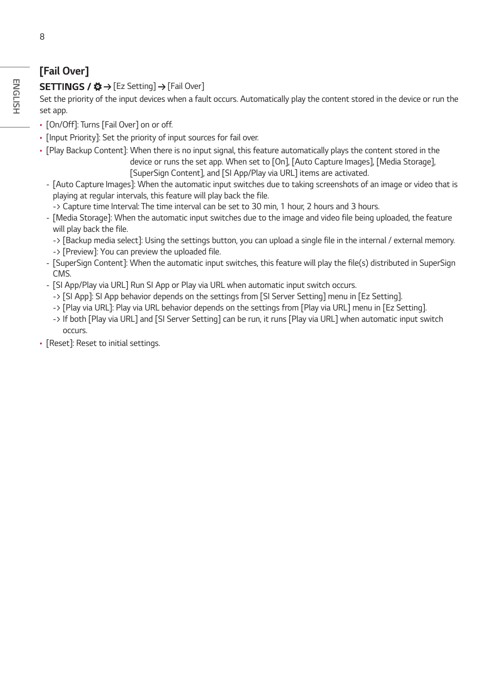 Fail over | LG ProBeam BU70QGA 7000-Lumen 4K Laser SmProjector User Manual | Page 63 / 143