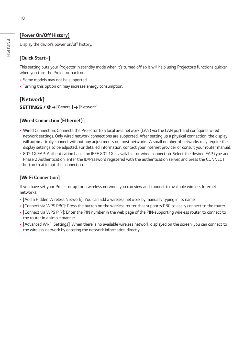 Network | LG ProBeam BU70QGA 7000-Lumen 4K Laser SmProjector User Manual | Page 73 / 143