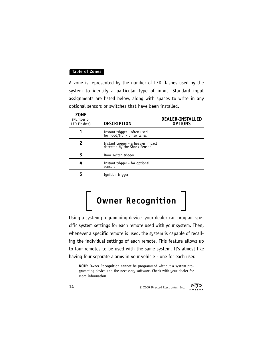 Owner recognition | Directed Electronics Hurricane Vehicle Security System G Hurricane 3 6 User Manual | Page 17 / 25