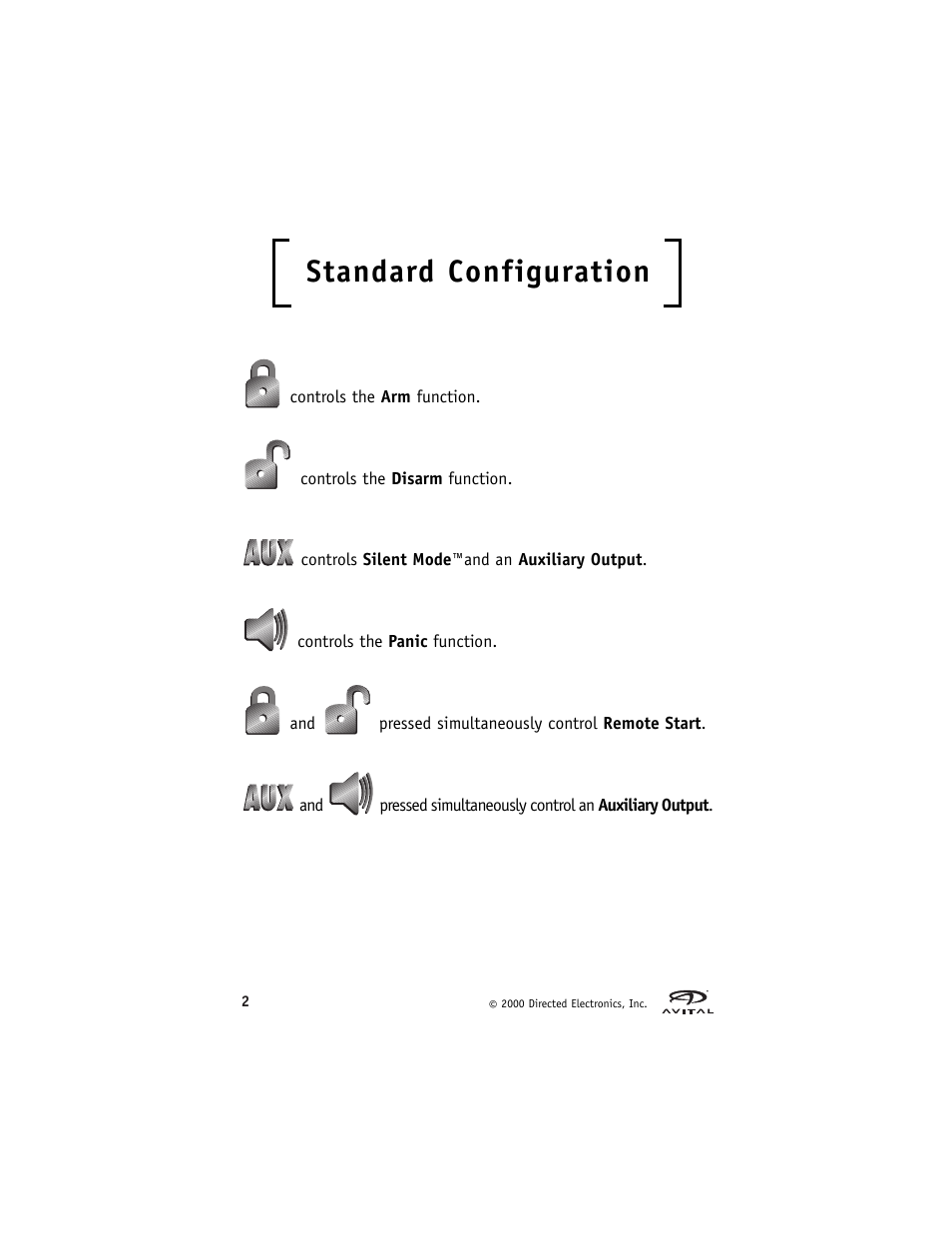 Standard configuration | Directed Electronics Hurricane Vehicle Security System G Hurricane 3 6 User Manual | Page 5 / 25