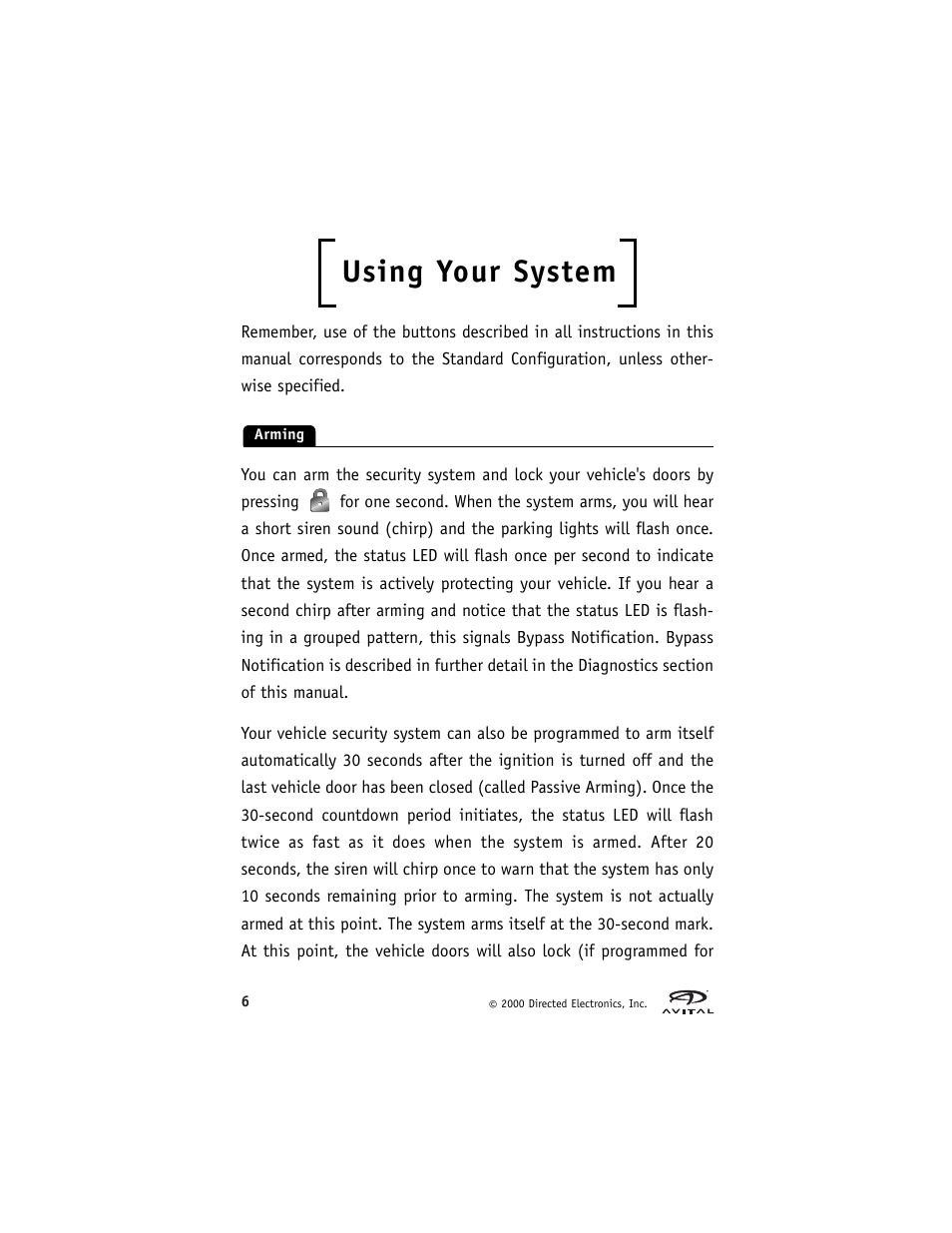 Using your system | Directed Electronics Hurricane Vehicle Security System G Hurricane 3 6 User Manual | Page 9 / 25