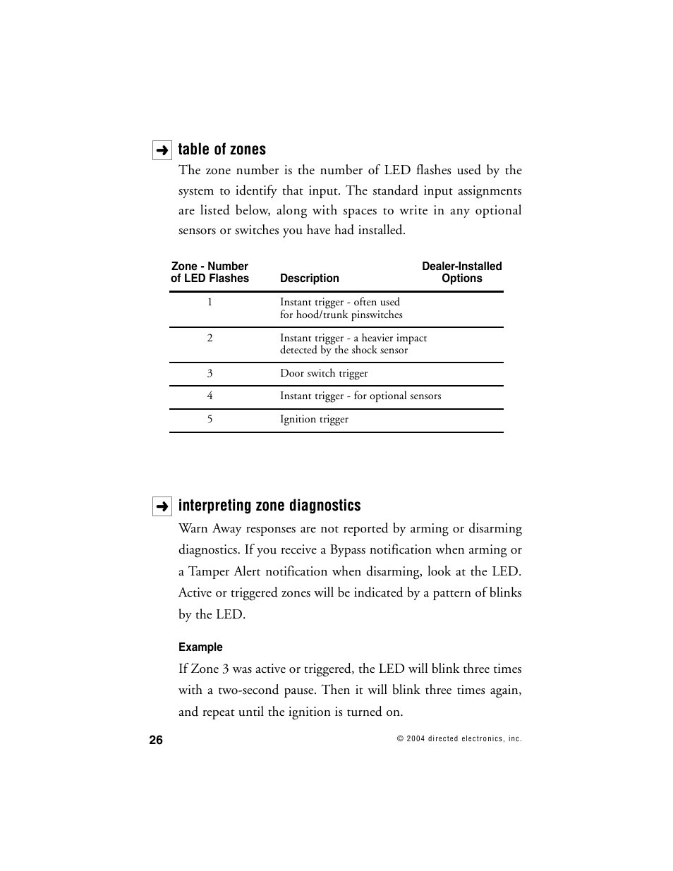 Table of zones, Interpreting zone diagnostics | Directed Electronics 690XV User Manual | Page 29 / 45