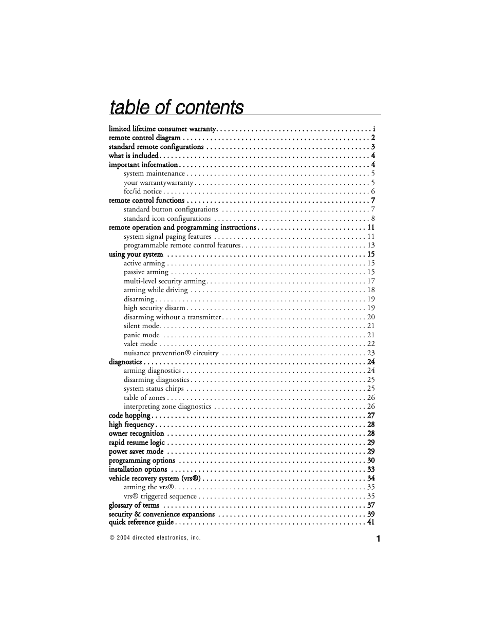 Tta ab blle e o off c co on ntte en nttss | Directed Electronics 690XV User Manual | Page 4 / 45