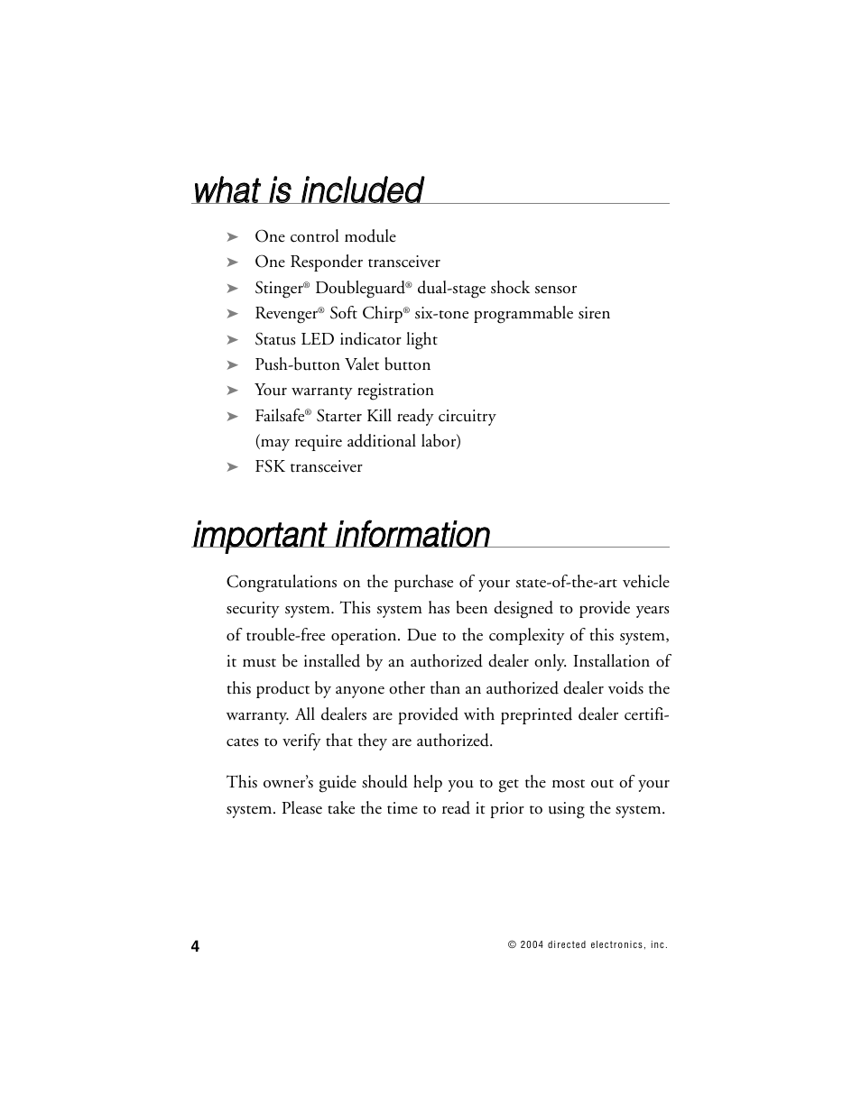 Wwh ha att iiss iin nc cllu ud de ed d | Directed Electronics 690XV User Manual | Page 7 / 45