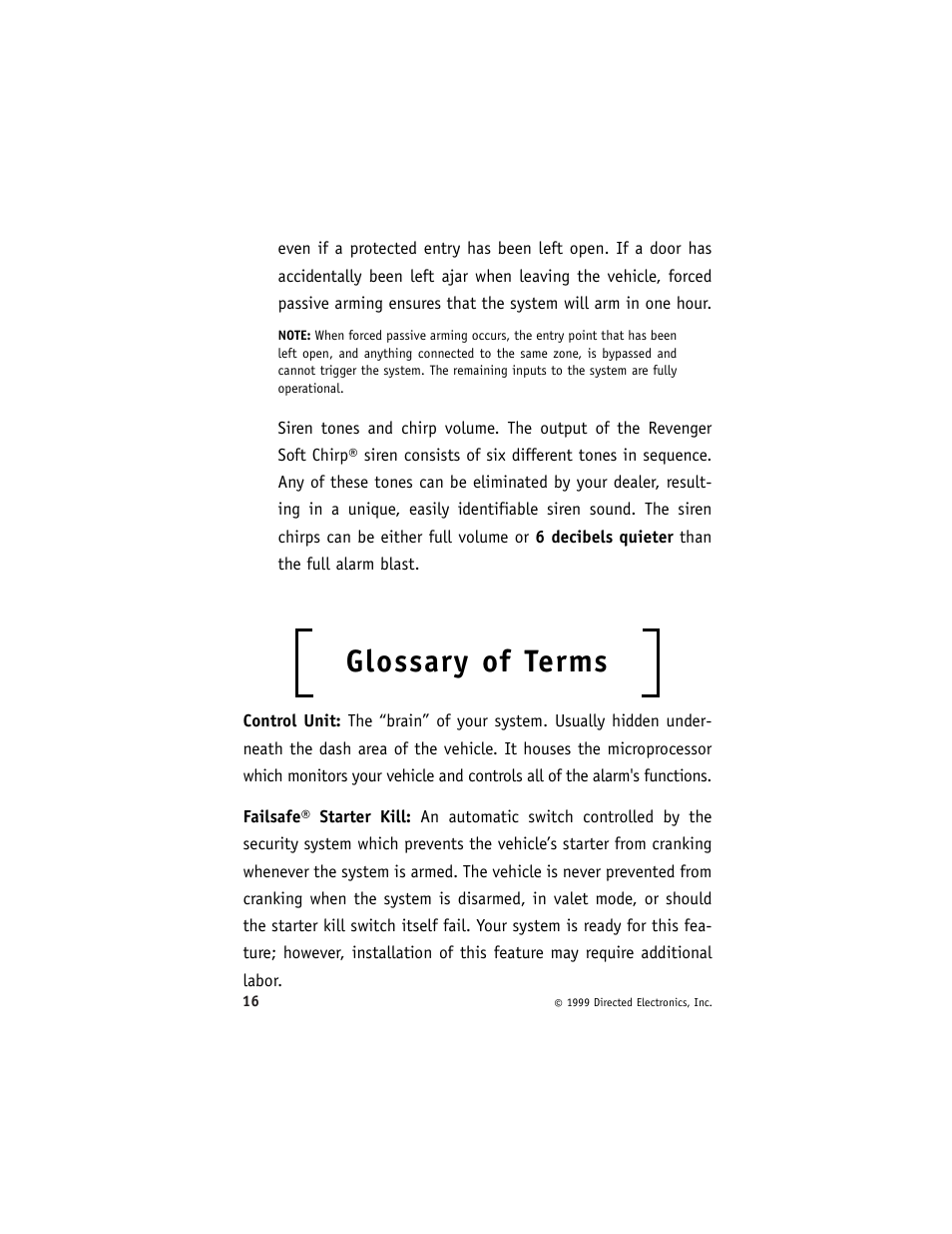 Glossary of terms | Directed Electronics 730T User Manual | Page 20 / 28