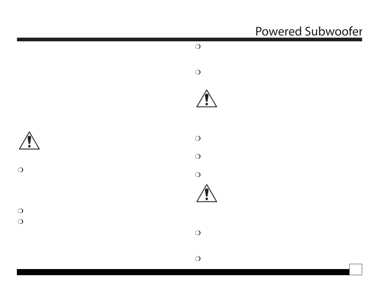 Powered subwoofer, Box contents, Safety precautions warning | Warning | Directed Electronics SIR-PS1 User Manual | Page 3 / 12