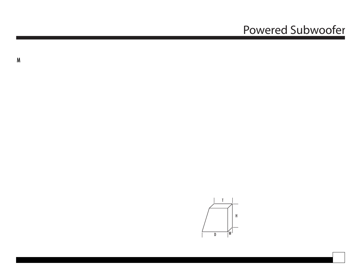 Powered subwoofer, Specifications | Directed Electronics SIR-PS1 User Manual | Page 9 / 12