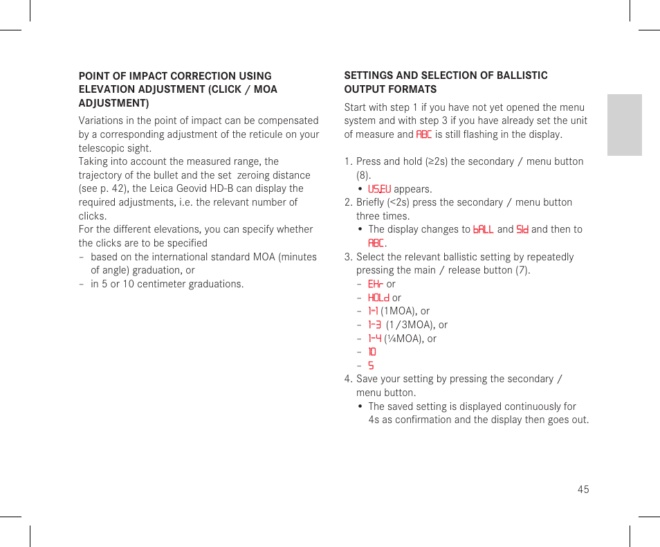 LEICA 10x42 Geovid R Binocular/Rangefinder (Yards) User Manual | Page 47 / 222
