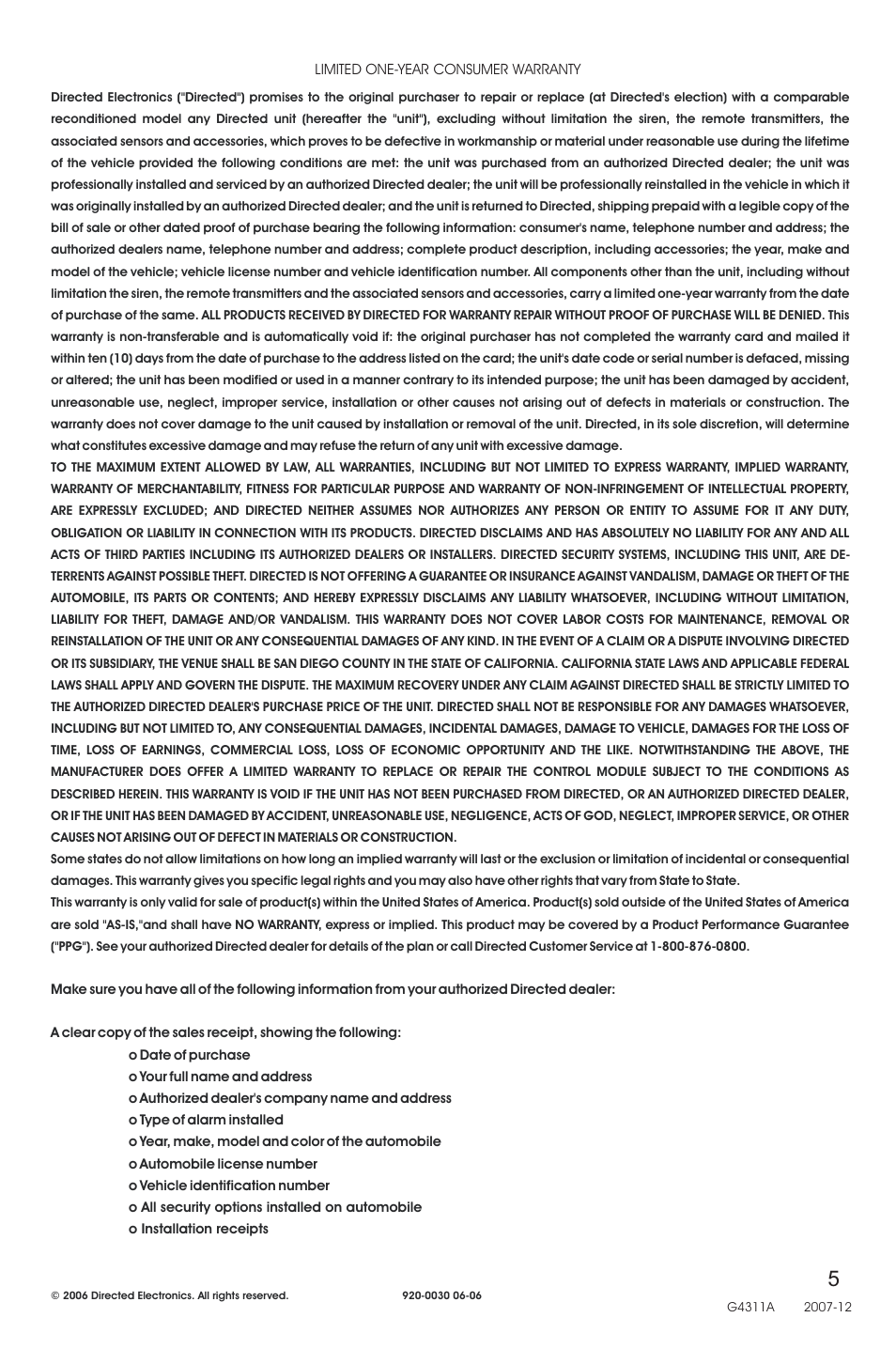 Directed Electronics AM15 User Manual | Page 5 / 6