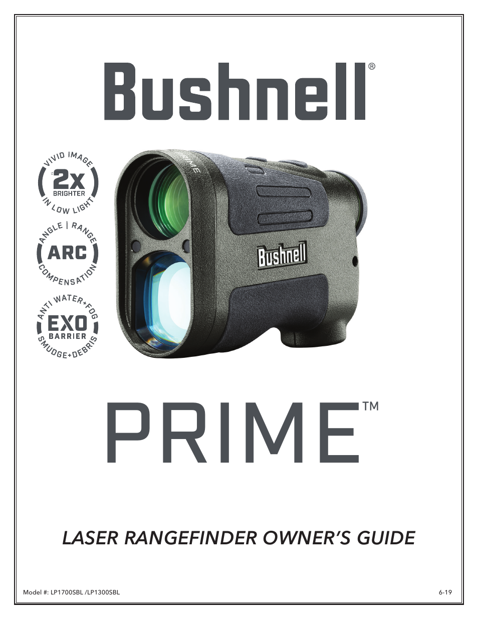 Bushnell 6x24 Prime 1300 Laser Rangefinder (Black) User Manual | 42 pages