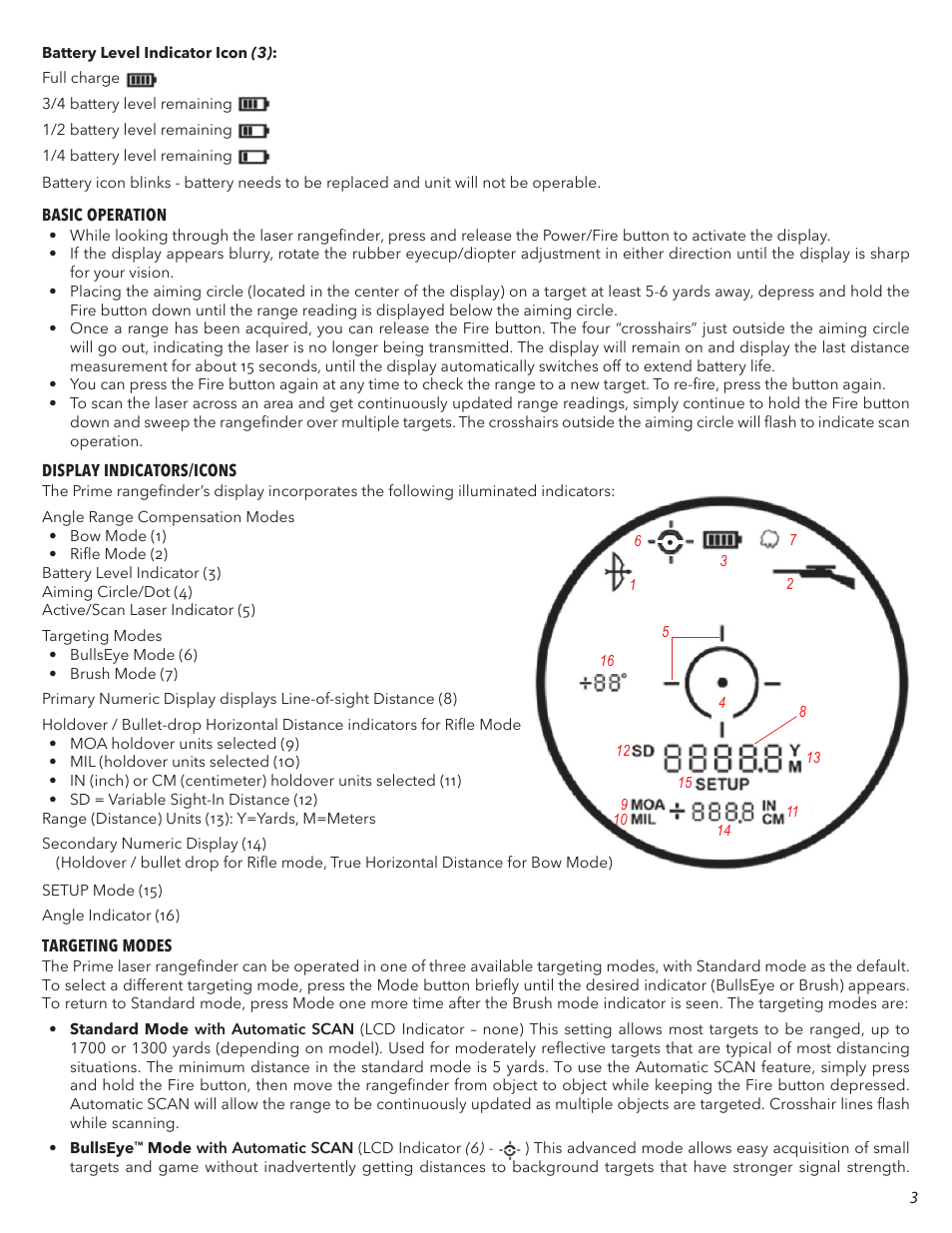 Bushnell 6x24 Prime 1300 Laser Rangefinder (Black) User Manual | Page 3 / 42