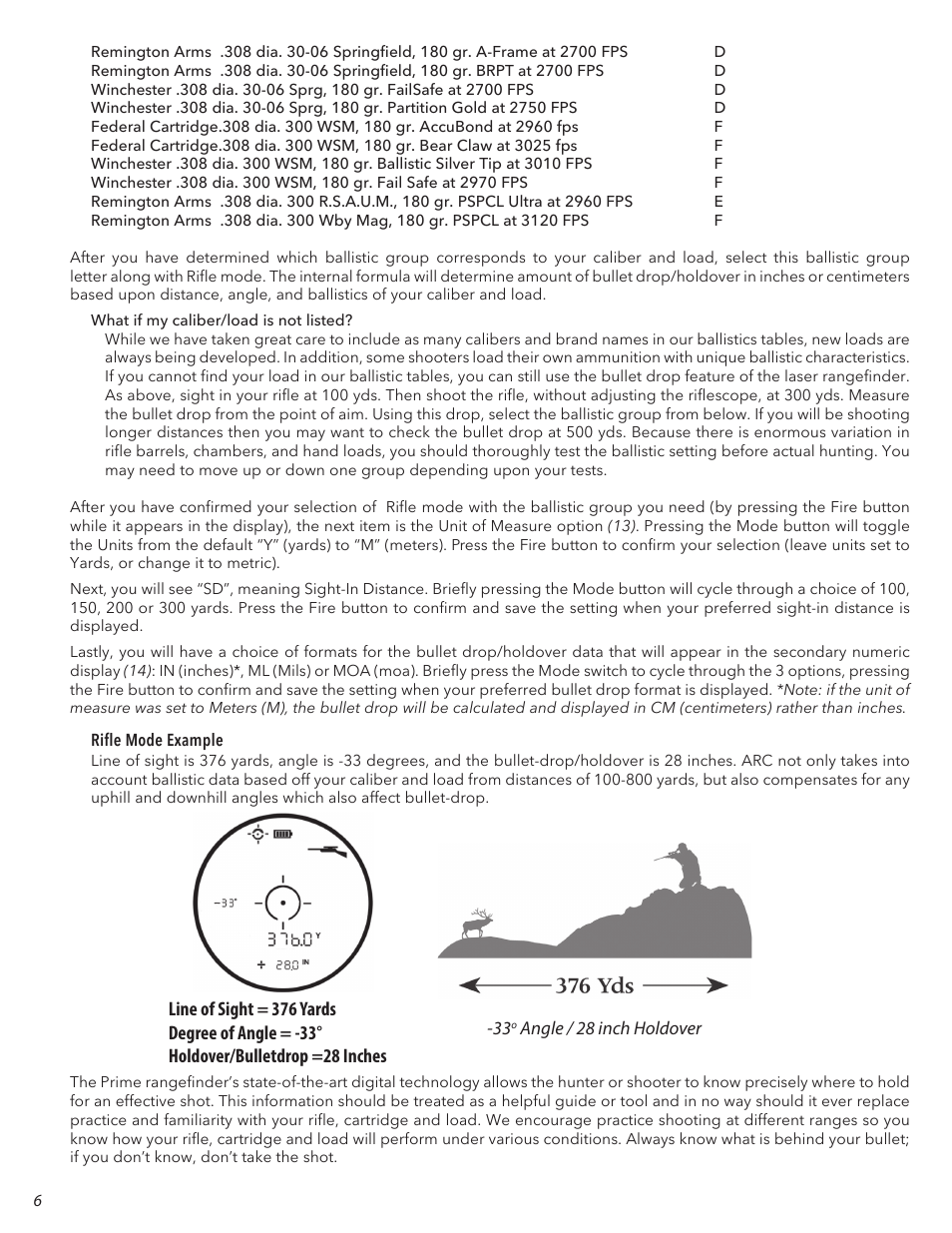 Bushnell 6x24 Prime 1300 Laser Rangefinder (Black) User Manual | Page 6 / 42