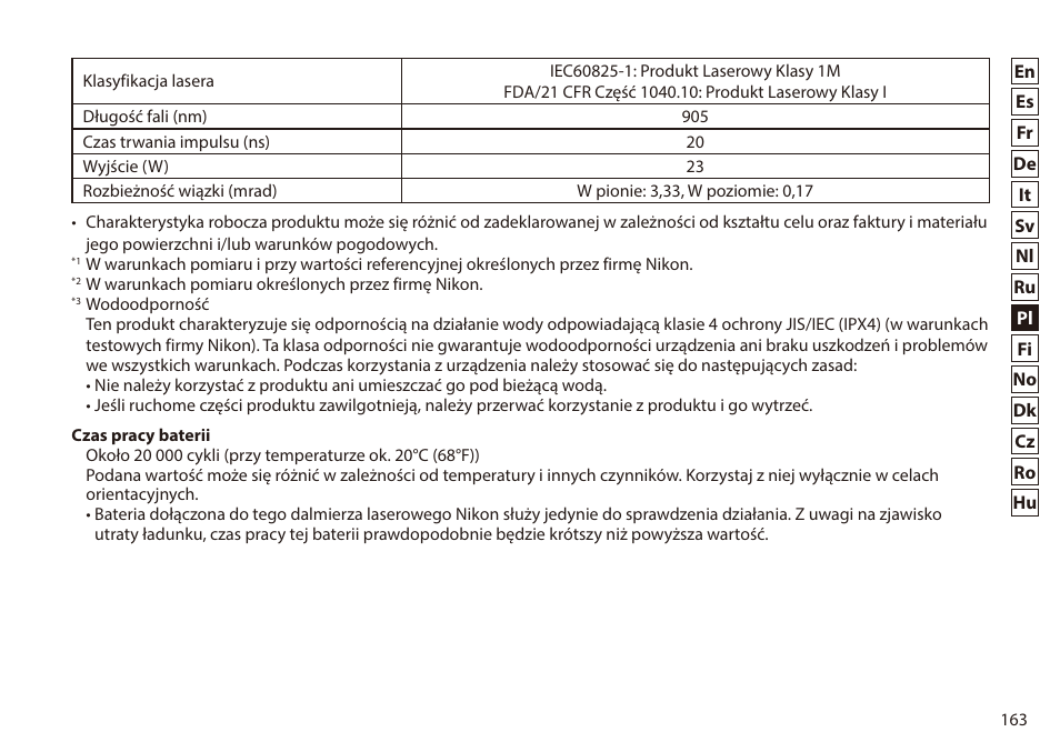 Nikon 6x20 Prostaff 1000 Rangefinder User Manual | Page 163 / 276