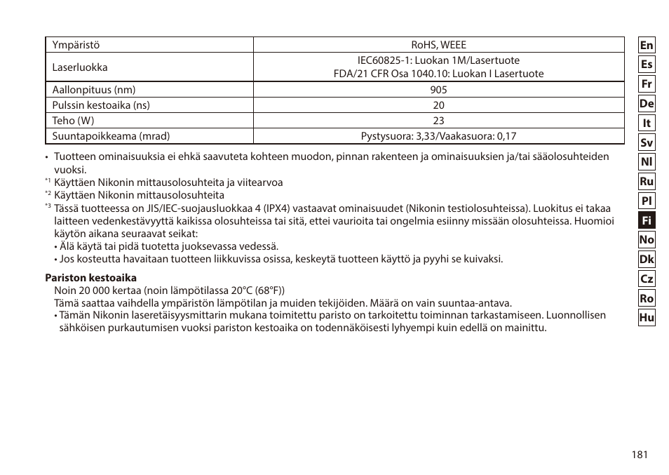 Nikon 6x20 Prostaff 1000 Rangefinder User Manual | Page 181 / 276