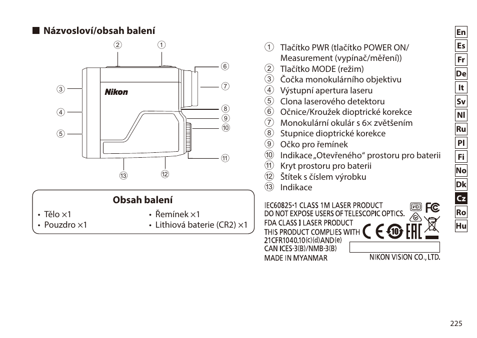 Nikon 6x20 Prostaff 1000 Rangefinder User Manual | Page 225 / 276