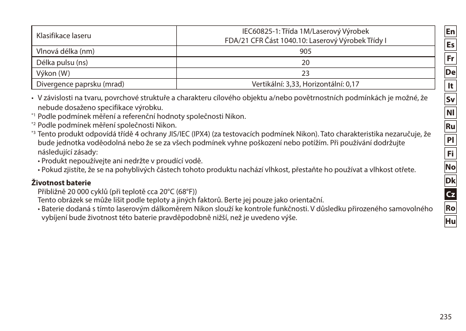 Nikon 6x20 Prostaff 1000 Rangefinder User Manual | Page 235 / 276