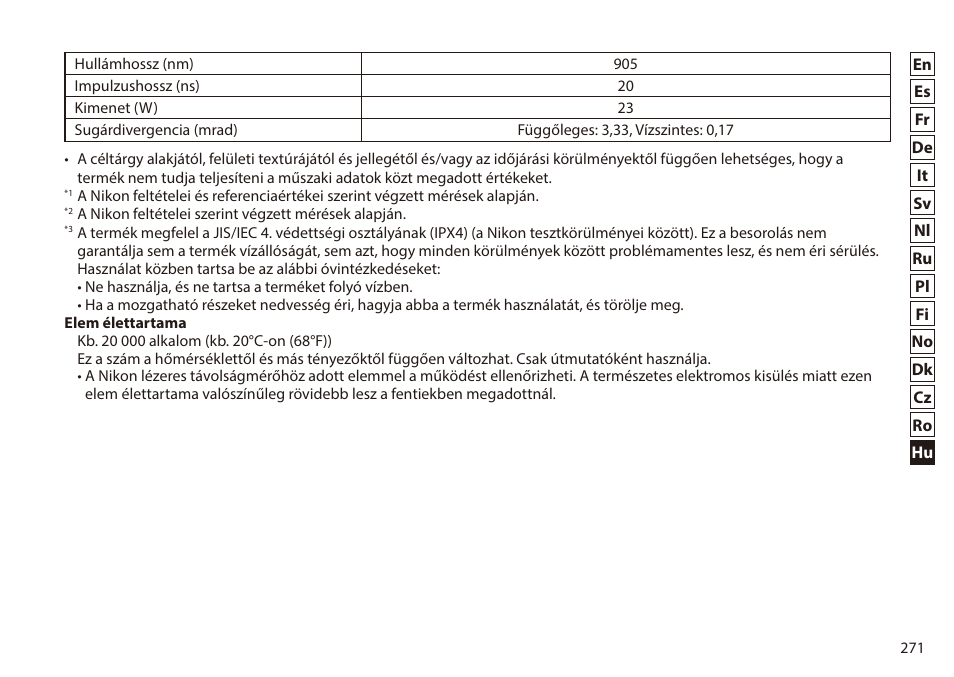 Nikon 6x20 Prostaff 1000 Rangefinder User Manual | Page 271 / 276