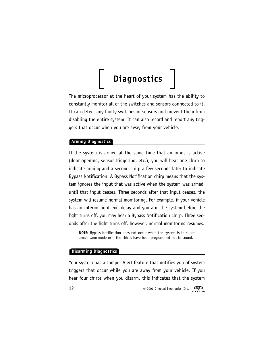 Diagnostics | Directed Electronics Avital 2300 User Manual | Page 16 / 25