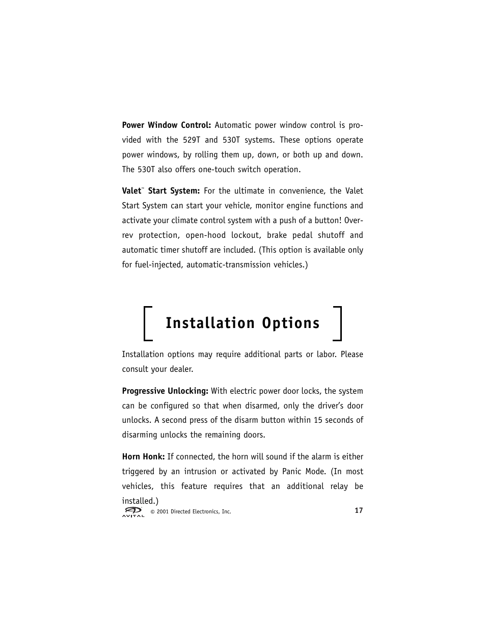 Installation options | Directed Electronics Avital 2300 User Manual | Page 21 / 25