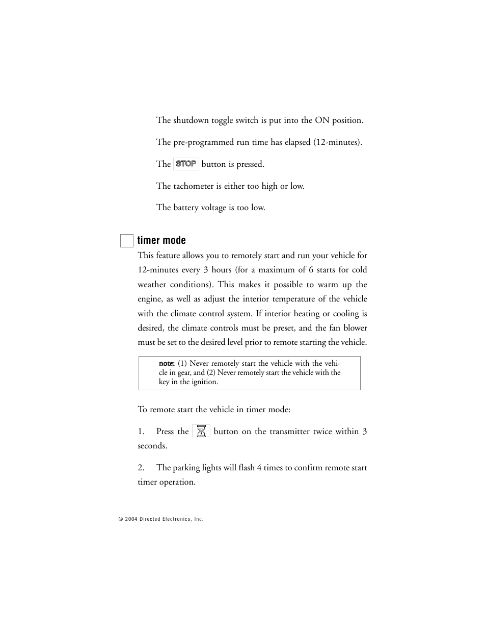 Timer mode | Directed Electronics BOA 165B User Manual | Page 34 / 43