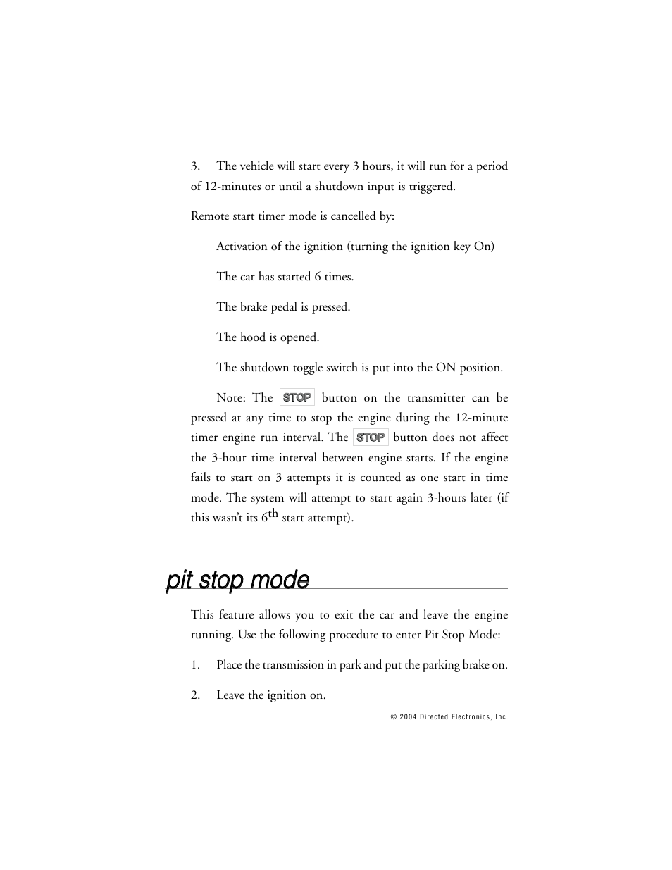 Ppiitt sstto op p m mo od de e | Directed Electronics BOA 165B User Manual | Page 35 / 43