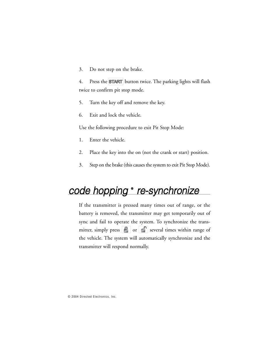 Cco od de e h ho op pp piin ng g, Rre e--ssyyn nc ch hrro on niizze e | Directed Electronics BOA 165B User Manual | Page 36 / 43