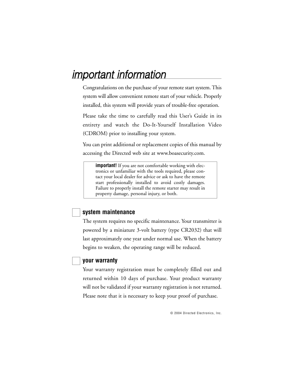 Directed Electronics BOA 165B User Manual | Page 7 / 43