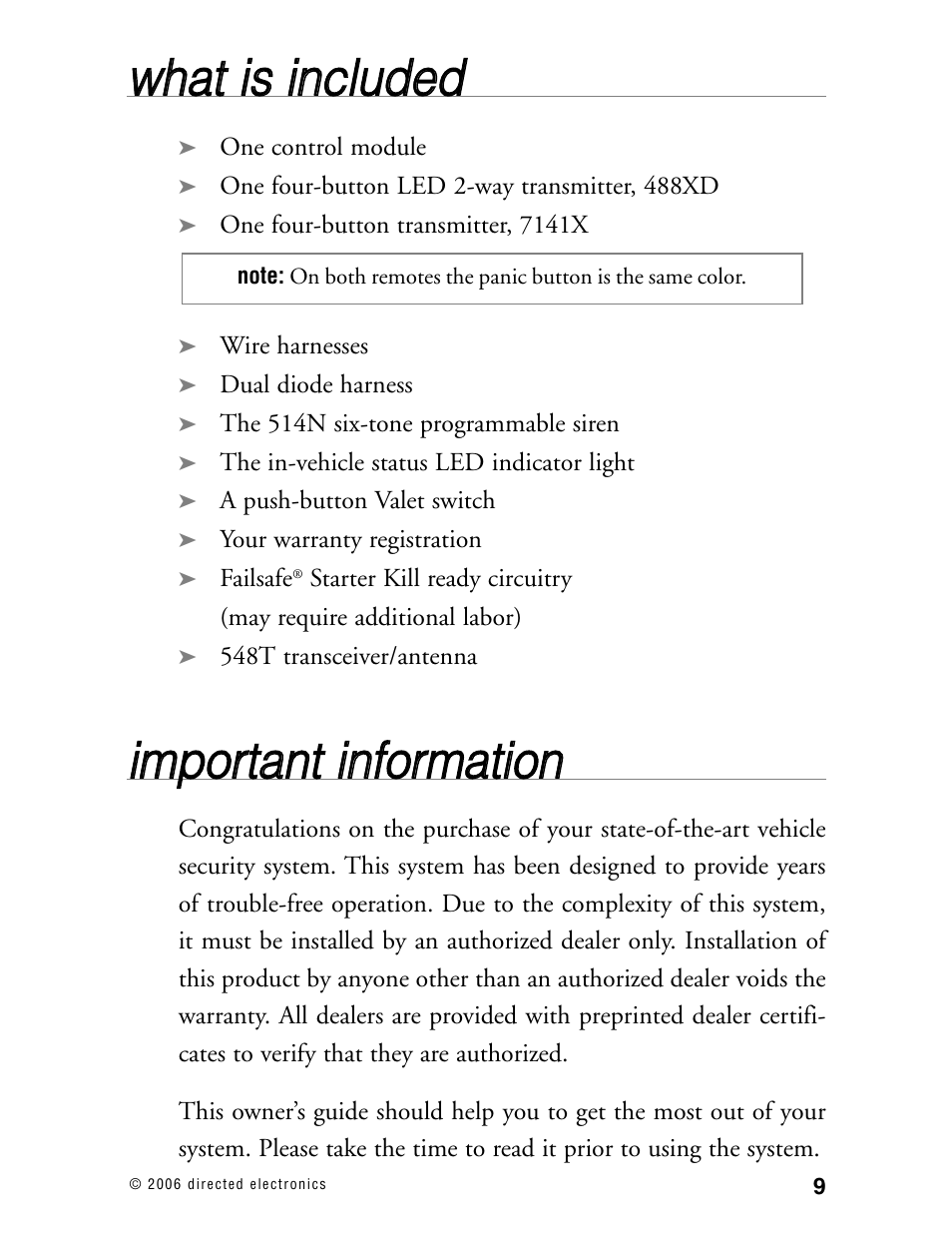 Wwh ha att iiss iin nc cllu ud de ed d | Directed Electronics 12.2X User Manual | Page 8 / 53