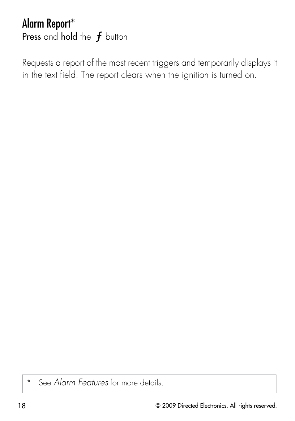 Alarm report | Directed Electronics PYTHON 333 User Manual | Page 21 / 53