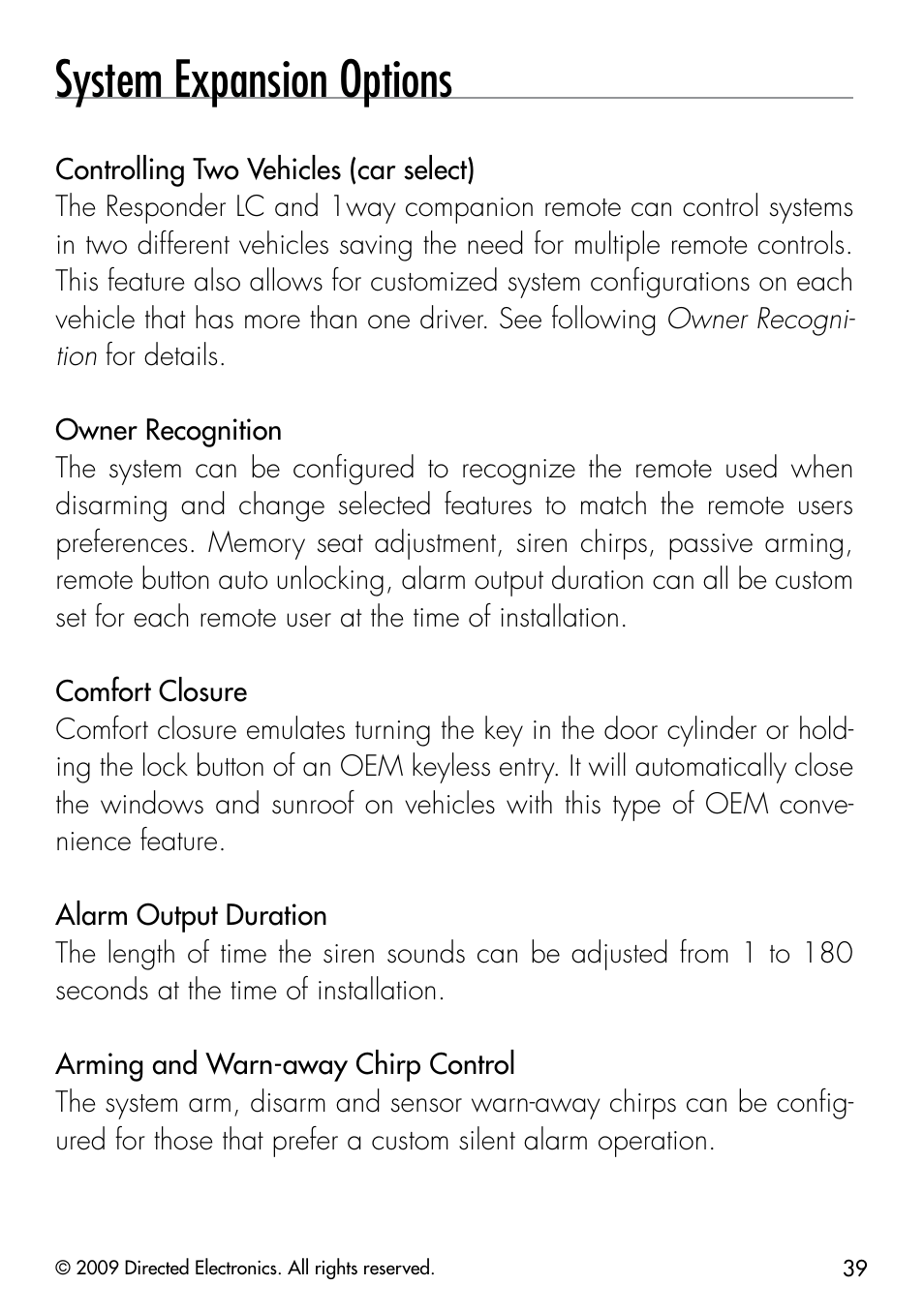 System expansion options | Directed Electronics PYTHON 333 User Manual | Page 42 / 53